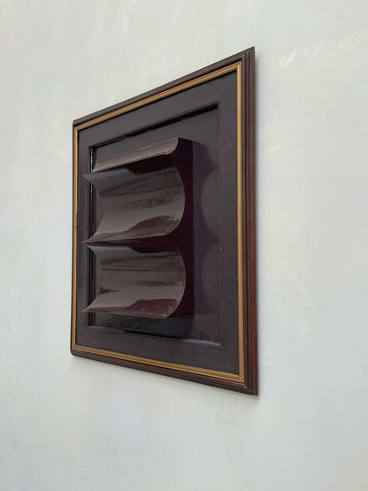 Vintage Frame Marie by Edith Beurskens, gloss brown/eggplant artwork in vintage frame, 61x58.5 cm.