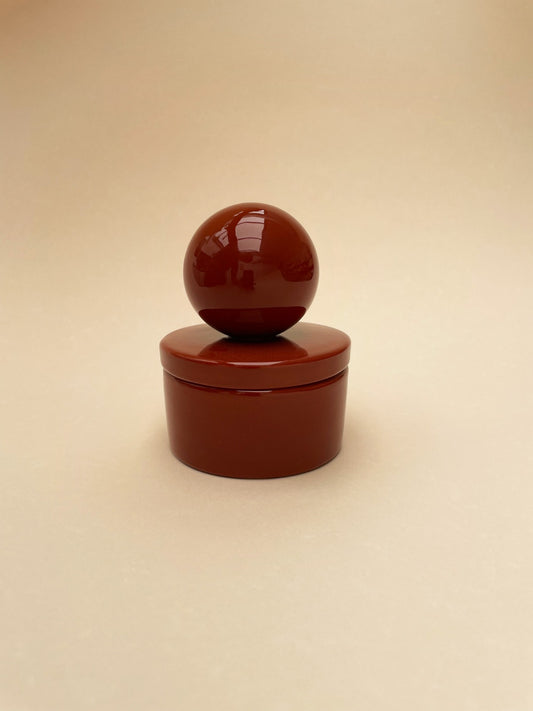 Ceramic box 'BOULE' • MEDIUM • Rust Burgundy