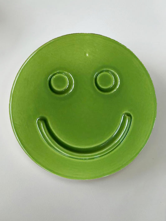 Green 'HAPPY' ceramic artwork