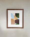 Art print "Carlie" with abstract design, printed on premium Hahnemühle paper, displaying vibrant colors, measuring 21 x 30 cm, shown in a wooden frame (frame not included).