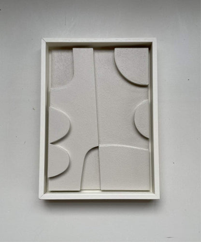 Handmade Georgia art piece in a white frame with abstract design, made from biodegradable PLA and eco-painted with sand texture.