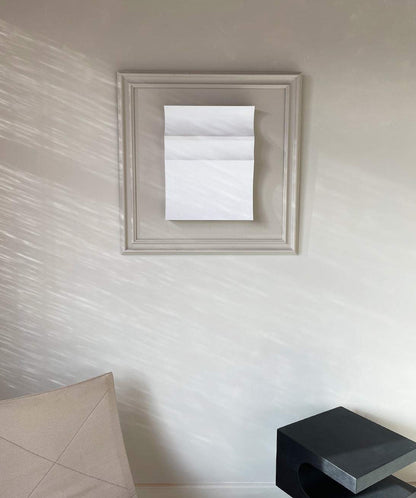 Vintage Frame 22.01 by Edith Beurskens displaying eco-friendly artwork with a mushroom and white color scheme, size 83x83 cm.