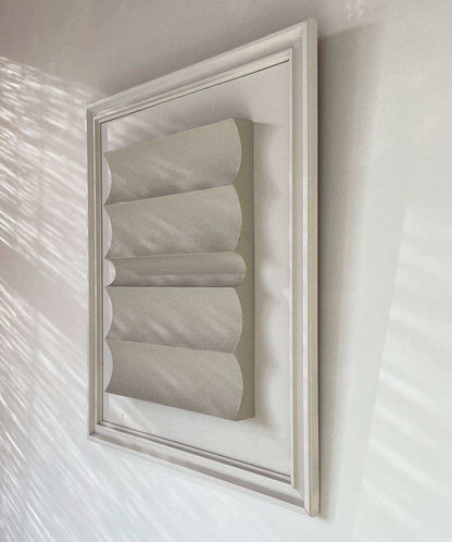 Vintage Frame 22.04 by Edith Beurskens, 76x76 cm, mushroom and brown wood colors, featuring plant-based material PLA with sand texture and eco-paint.