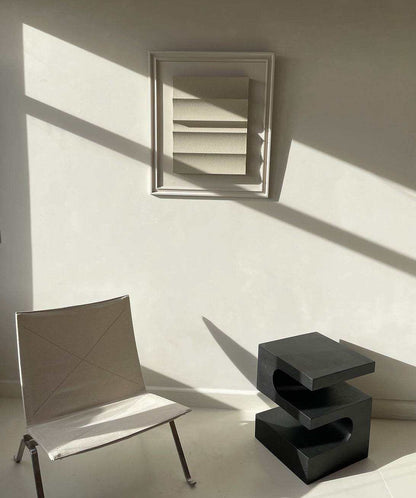 Vintage Frame 22.04 by Edith Beurskens, eco-paint finish, 76x76 cm, mushroom and brown wood colors.