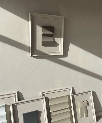 Vintage Frame 22.03 by Edith Beurskens, featuring unique sand-textured eco-friendly artwork in mushroom and attic colors.