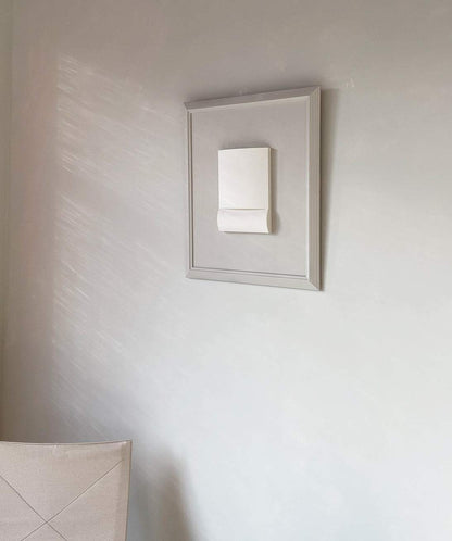 Vintage Frame 22.09 by Edith Beurskens, biodegradable PLA with sand texture, mushroom and shadow white colors, 59x69 cm.