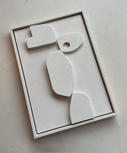 Minimalist biodegradable art piece made from PLA with sand texture and eco-paint in a framed design.