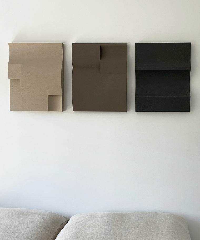 Modern art shapes wall art in Dark Fog, Attic, Anthracite.