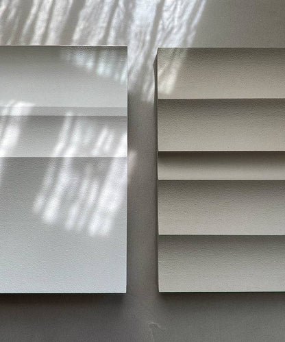 Handmade art titled '#22.01 Ark' with textured sand finish and eco-paint on displayed panels.