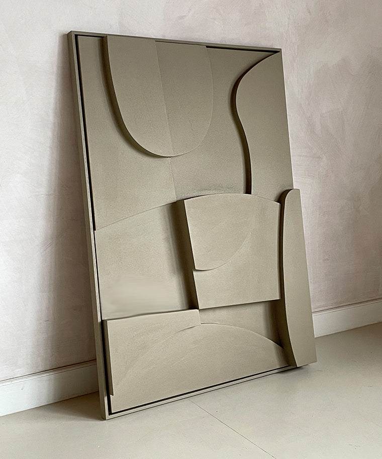 Hand-crafted 20.2 Archi artwork made from biodegradable PLA with sand texture and eco-paint.