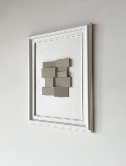 Vintage Frame Anna with exclusive Edith Beurskens artwork, shadow white and brown wood, 49.5 x 36 cm.