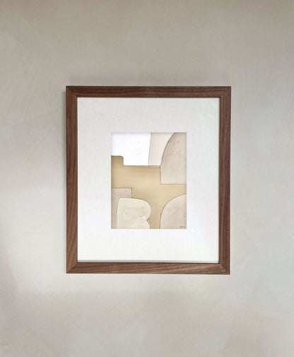 Boaz art print with abstract design on high-quality Hahnemühle paper, displayed in a wooden frame.