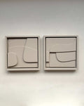 Minimalist hand-made wall art duo, plant-based PLA, customizable colors.
