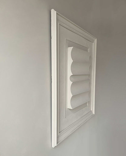 Vintage Frame Large Dunes in shadow white with unique artwork by Edith Beurskens, 83x93 cm.