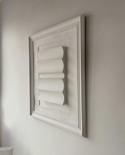 Vintage Frame Large Dunes in Shadow White, 83x93 cm, eco-friendly artwork by Edith Beurskens.