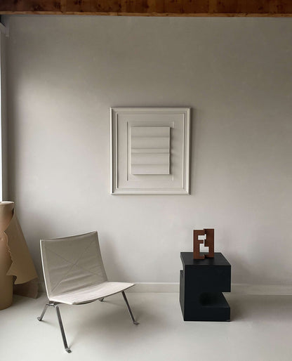 Vintage Frame Large Dunes artwork by Edith Beurskens, shadow white color, PLA material, 83x93 cm.