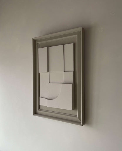 Vintage Frame Parc by Edith Beurskens, eco-friendly artwork in coffee and shadow white, size 70x50 cm.