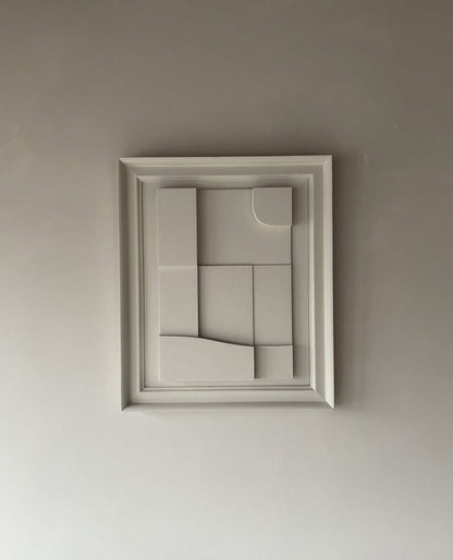 Vintage Frame Piscine artwork by Edith Beurskens in shadow white with unique plant-based material, eco-paint finish, and Certificate of Authenticity.