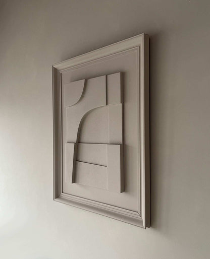 Vintage Frame Boulevard artwork by Edith Beurskens, made with eco-friendly PLA material, shadow white finish, 73.5 x 58.5 cm.