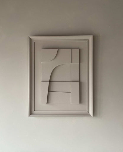 Vintage Frame Boulevard artwork by Edith Beurskens, featuring a shadow white vintage frame, made from biodegradable PLA with a sand texture finish, 73.5 x 58.5 cm.