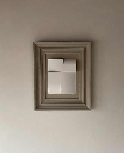 Vintage Frame Journey II by Edith Beurskens in coffee and shadow white tones, featuring exclusive artwork with eco-friendly materials, 47.5 x 58 cm.