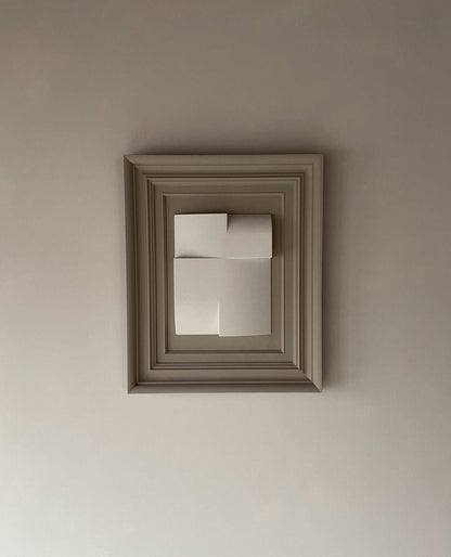 Vintage Frame Journey II by Edith Beurskens, featuring unique plant-based PLA artwork, finished with sand texture and eco-paint; color: Coffee and Shadow White; frame size 47.5 x 58 cm.