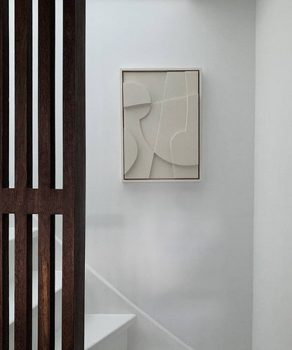 Hand-made abstract art piece #21.11 Cos in minimalistic interior setting.