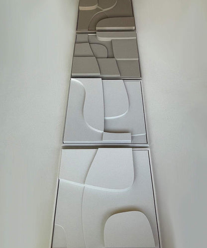 Hand-made 3D art panels with sand texture in neutral tones, crafted from eco-friendly PLA.