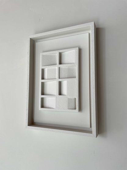 Wall art made from biodegradable PLA with sand texture and eco-paint finish, titled 23.3 Pella.