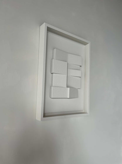 23.4 Zigzag art piece in white frame, featuring geometric design in eco-friendly PLA material.