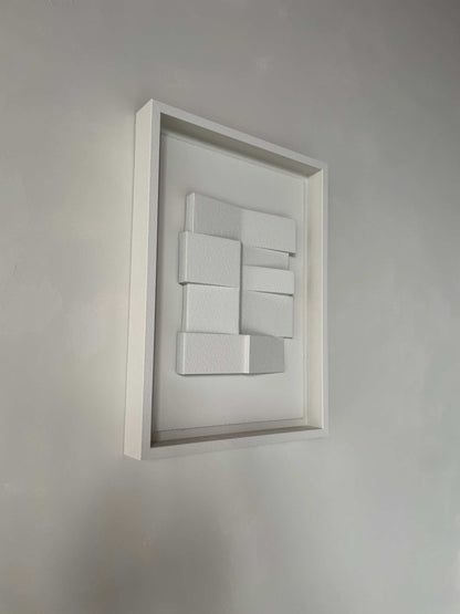 Handmade 23.4 Zigzag wall artwork in white frame, plant-based PLA with eco-paint finish.