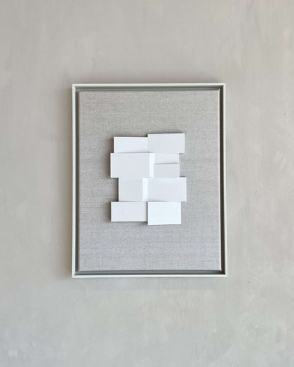 Canvas Zigzag wall art with shadow white frame on canvas background.