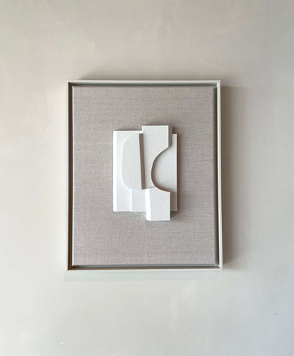 Canvas Rory artwork with shadow white frame and structured plaster finish.