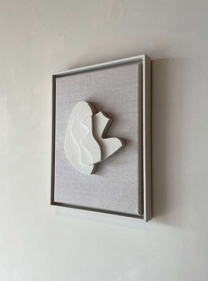 Canvas Sol artwork with shadow white finish on plant-based PLA material in shadow white frame, 43x33.5 cm.