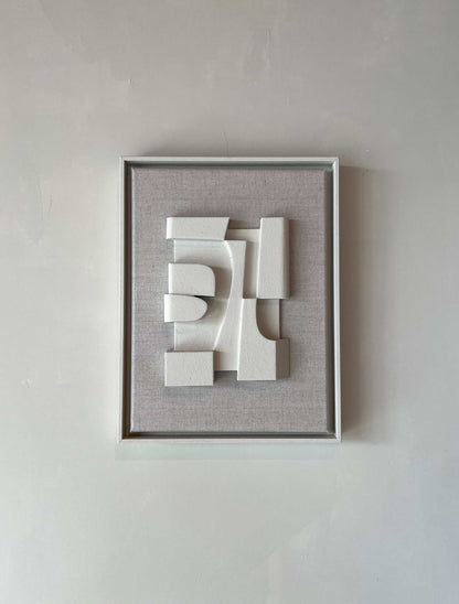 Canvas Jonna artwork with Shadow White frame and structured plaster material, 43x33.5 cm.