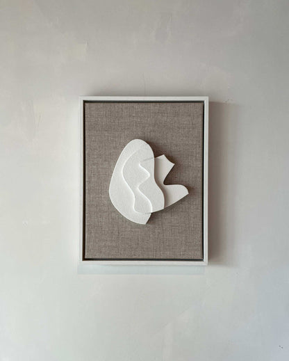 Canvas Solida artwork with shadow white frame and structured plaster design on canvas background.