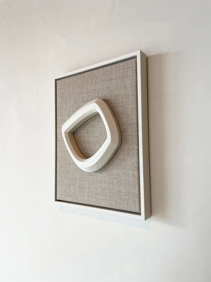 Canvas Atmosphere artwork with shadow white frame and structured plaster finish.