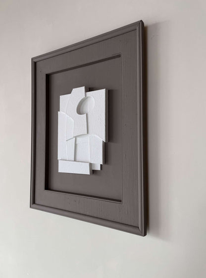 Vintage Frame Pien with shadow white artwork, attic color frame, by Edith Beurskens.