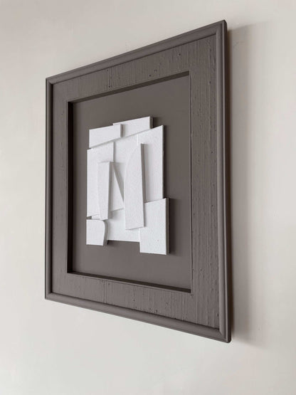 Vintage Frame Miro with white artwork in attic color frame.