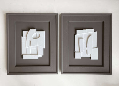 Vintage Frame Miro with unique shadow white artwork in attic color frame, size 42.5x51 cm.