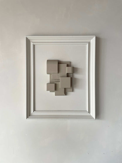 Vintage Frame Lynden featuring exclusive artwork by Edith Beurskens, with a shadow white frame and brown wood design, 61x52 cm, 2 KG.