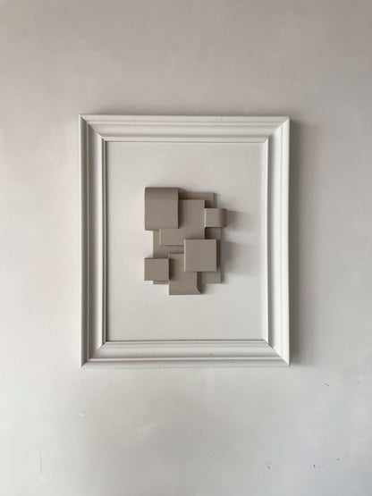 Vintage Frame Lynden featuring shadow white frame and unique brown wood artwork.