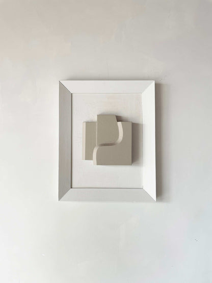 Vintage Frame Zach by Edith Beurskens, shadow white frame, brown wood artwork, 48x39 cm, plant-based material, certificate included.