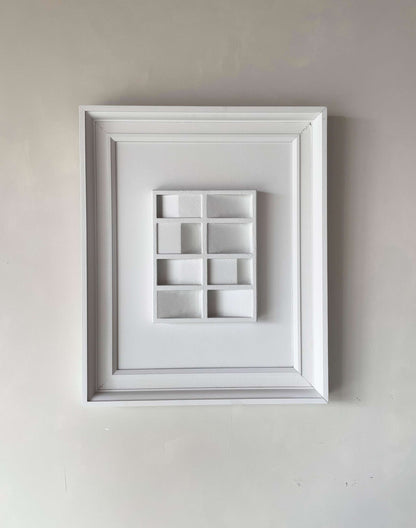 Vintage Frame Big Pella with white artwork and vintage white frame.