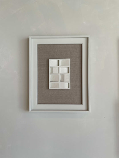 Vintage Frame Pelle with exclusive artwork by Edith Beurskens, strong white color, 50 x 40 cm.