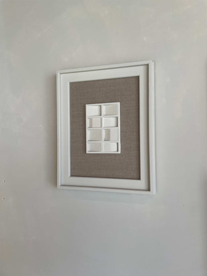 Vintage Frame Pelle artwork by Edith Beurskens, featuring biodegradable PLA, with strong white vintage frame, 50x40 cm.
