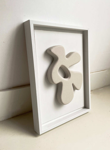 23.1 Bird artwork in a white frame with sand texture finish.