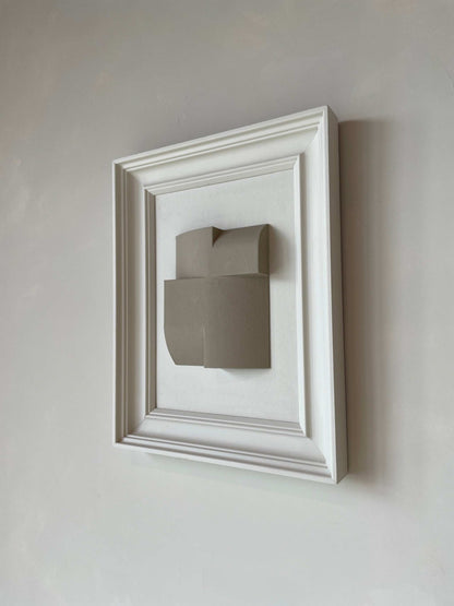 Vintage Frame Mini Journey with unique artwork by Edith Beurskens, shadow white and brown wood, 40.5 x 51.5 cm.