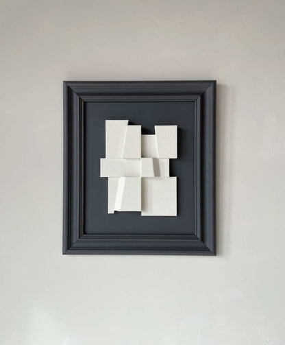 Vintage Frame Large Dee with unique Edith Beurskens artwork in matte anthracite and shadow white, size 55 x 47.5 cm.