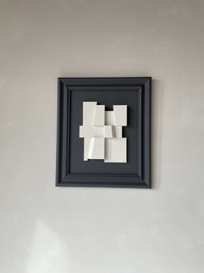 Vintage Frame Large Dee by Edith Beurskens, matte anthracite, shadow white PLA artwork, 55 x 47.5 cm.